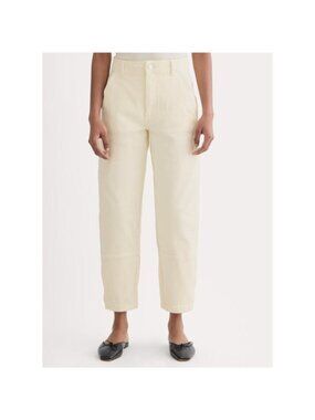 Everlane Women's Bone Organic Cotton Barrel Utility Pants Size 00 Ankle Relaxed